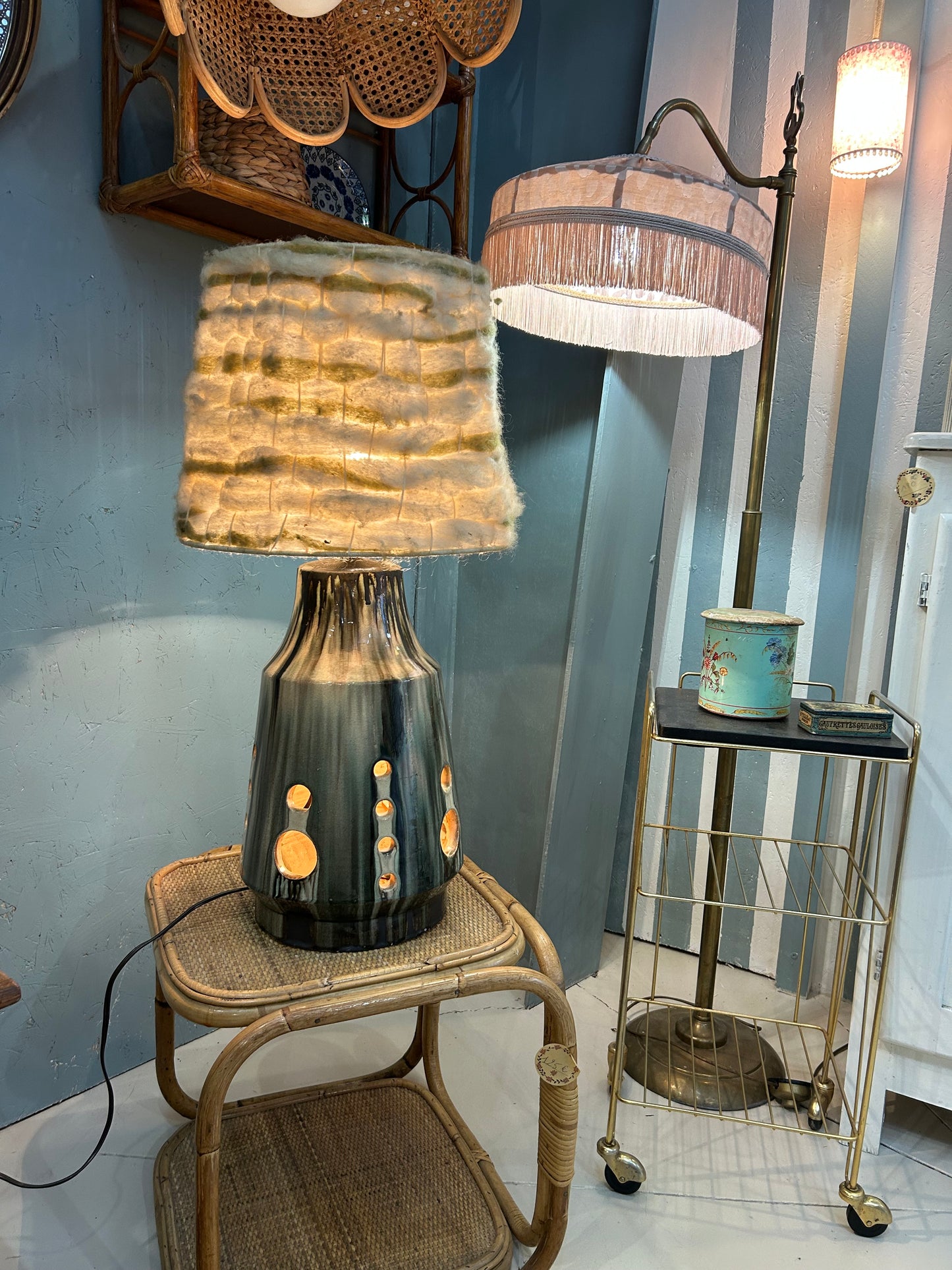 Pied de lampe en céramique vintage